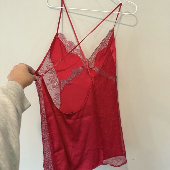Victoria's Secret Red Slip Dress With Lace Cutouts Size Large 1185 - Picture 7 of 11